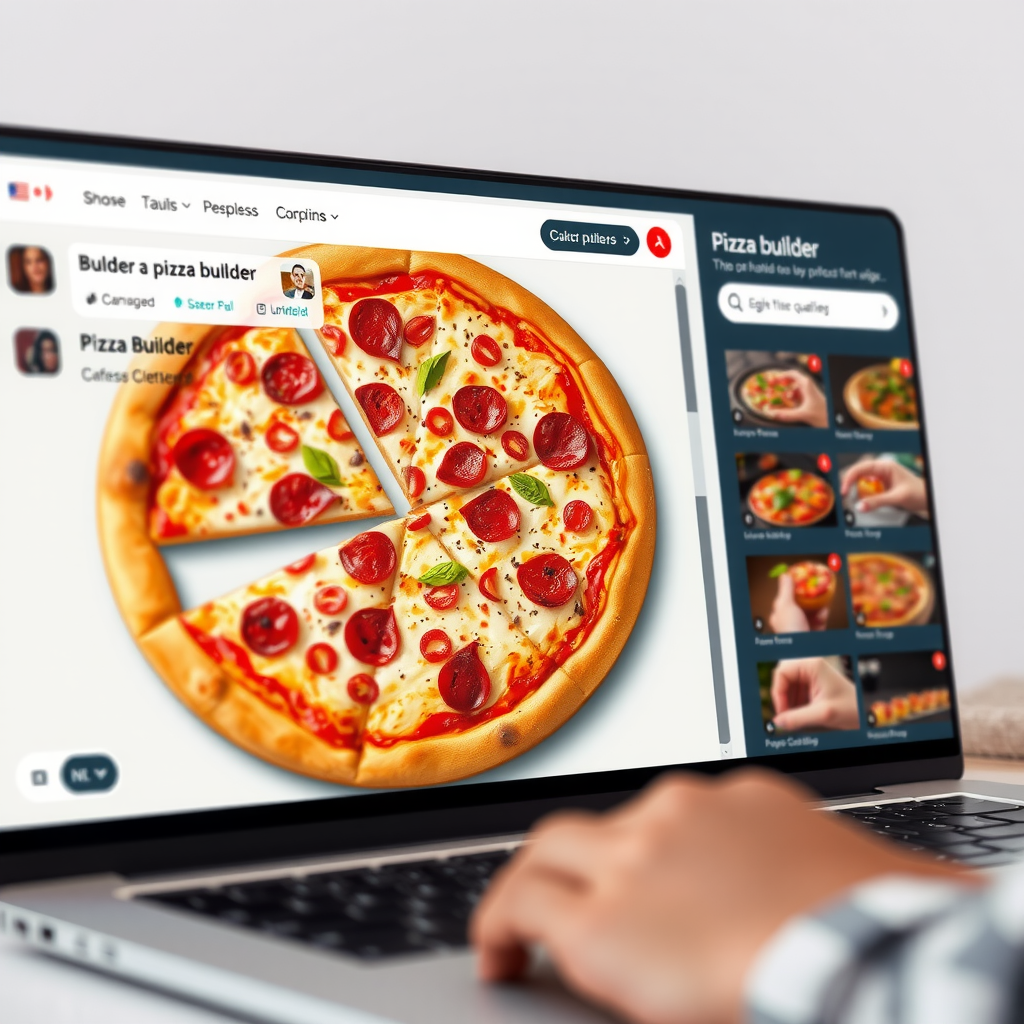 Interactive pizza builder on PizzaPizza website showing customization options and visual representation