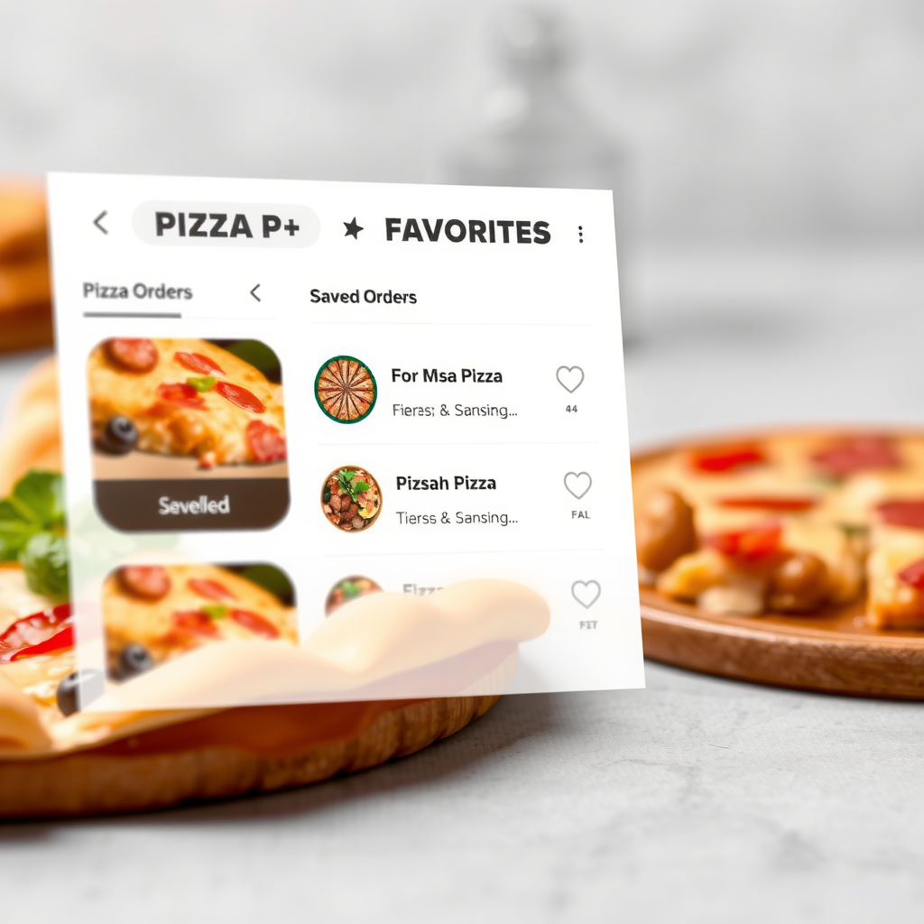 PizzaPizza favorites interface displaying saved orders with one-click reorder functionality