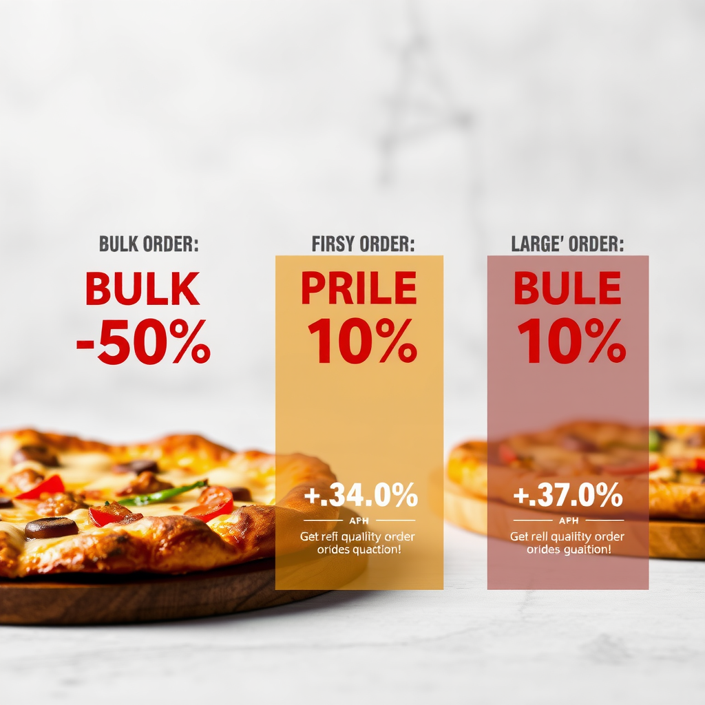 Visual representation of bulk order pricing tiers showing progressive discounts for larger quantity pizza orders