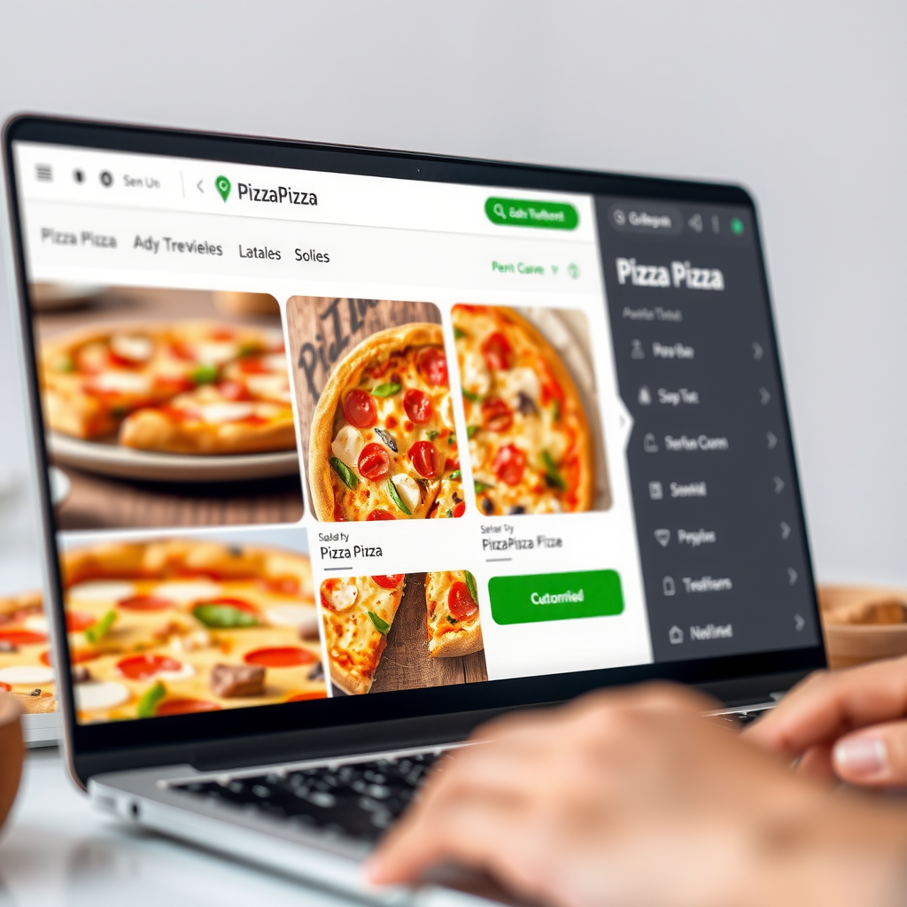 PizzaPizza online ordering interface showing menu selection and customization options