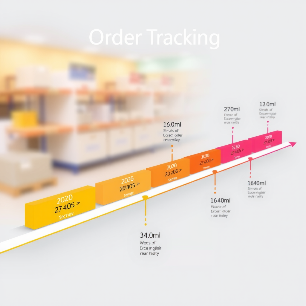 Visual timeline of order tracking stages with estimated times for each phase