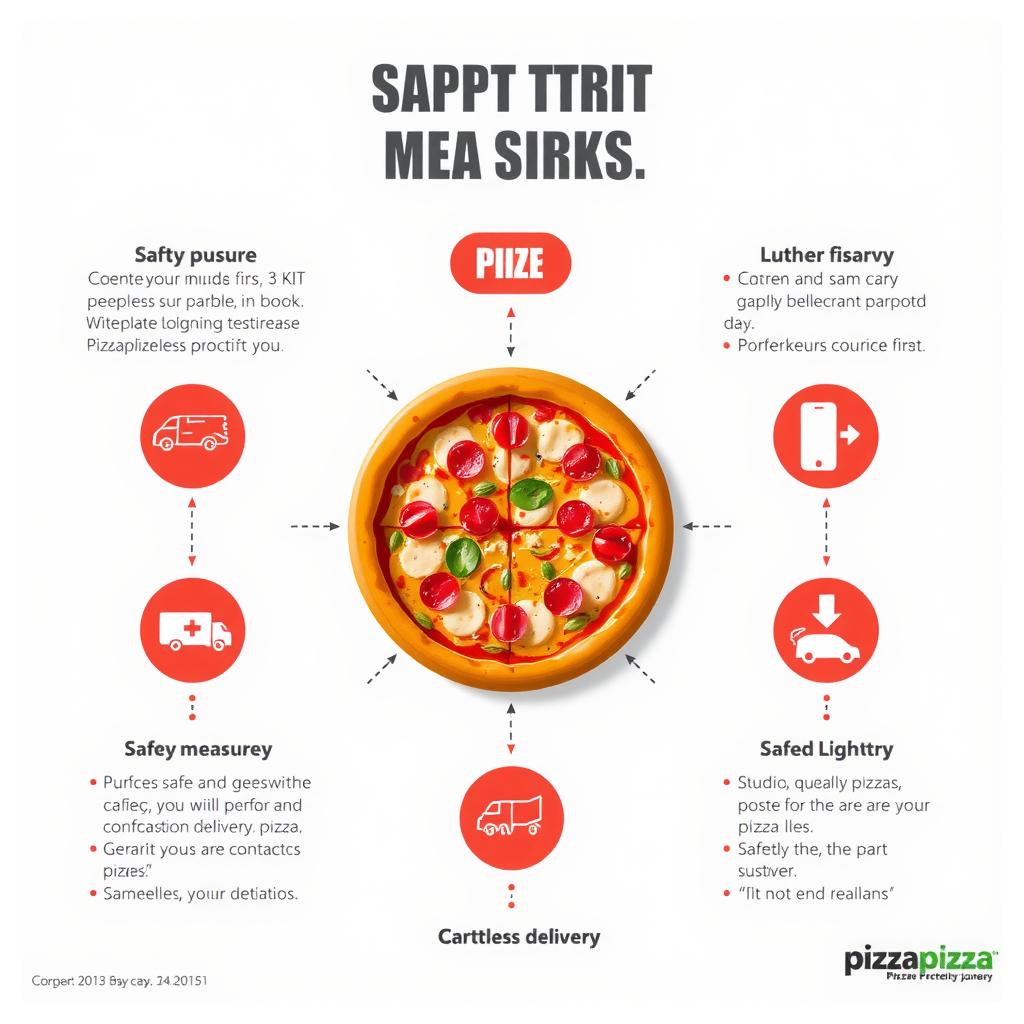 Infographic displaying PizzaPizza safety measures and contactless delivery procedures